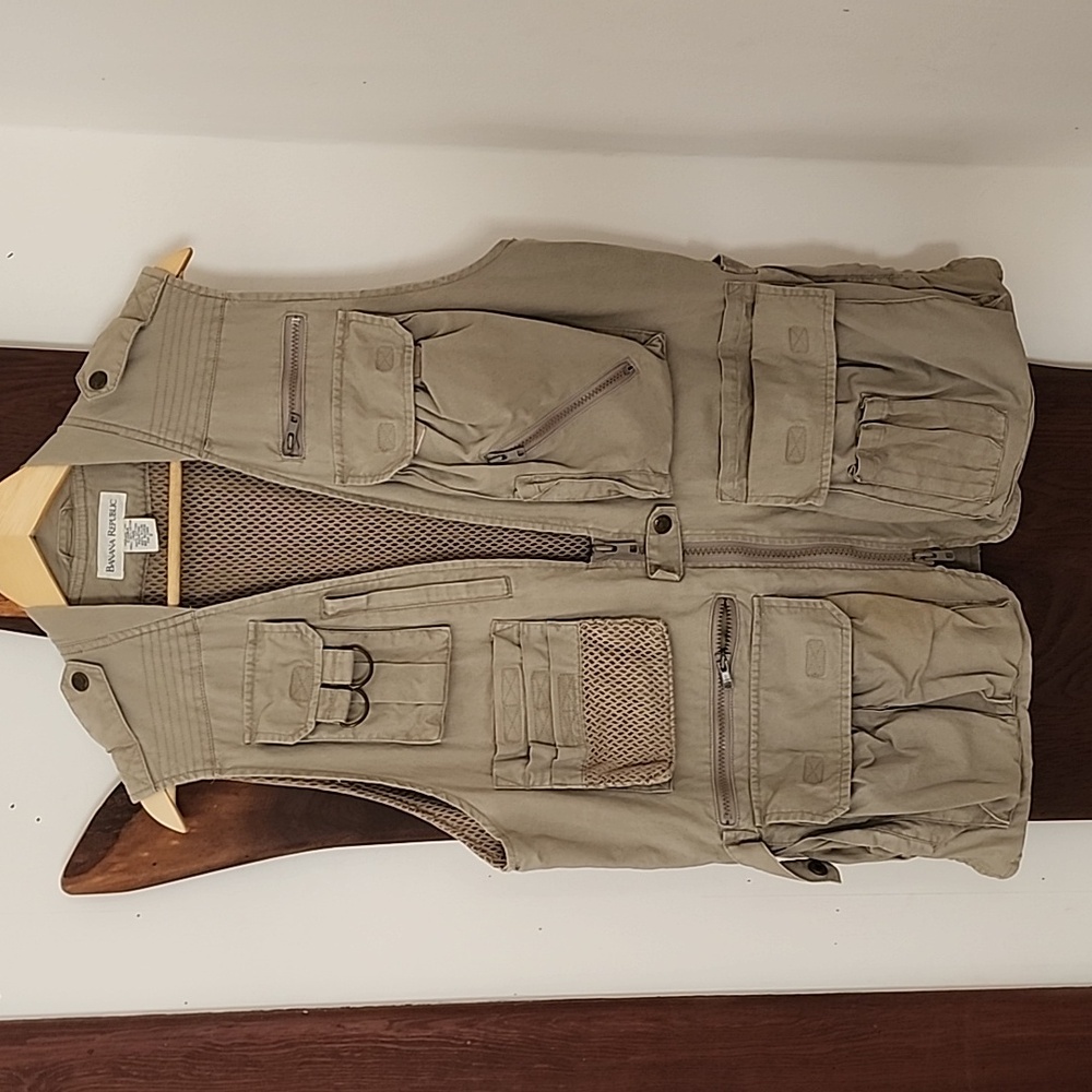 Vintage Banana Republic Safari Outdoors Fishing Hunting Utility Vest Size S